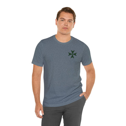 Hawaii cadre of The Military & Hospitaller T-Shirt - Small Green Cross Front and QR Back - O'ahu Surf Company