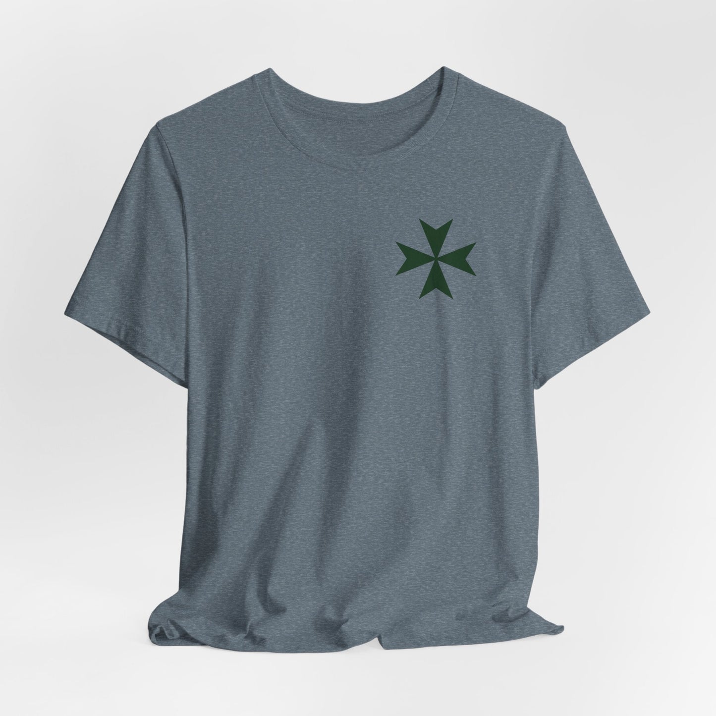 Hawaii cadre of The Military & Hospitaller T-Shirt - Small Green Cross Front and QR Back - O'ahu Surf Company