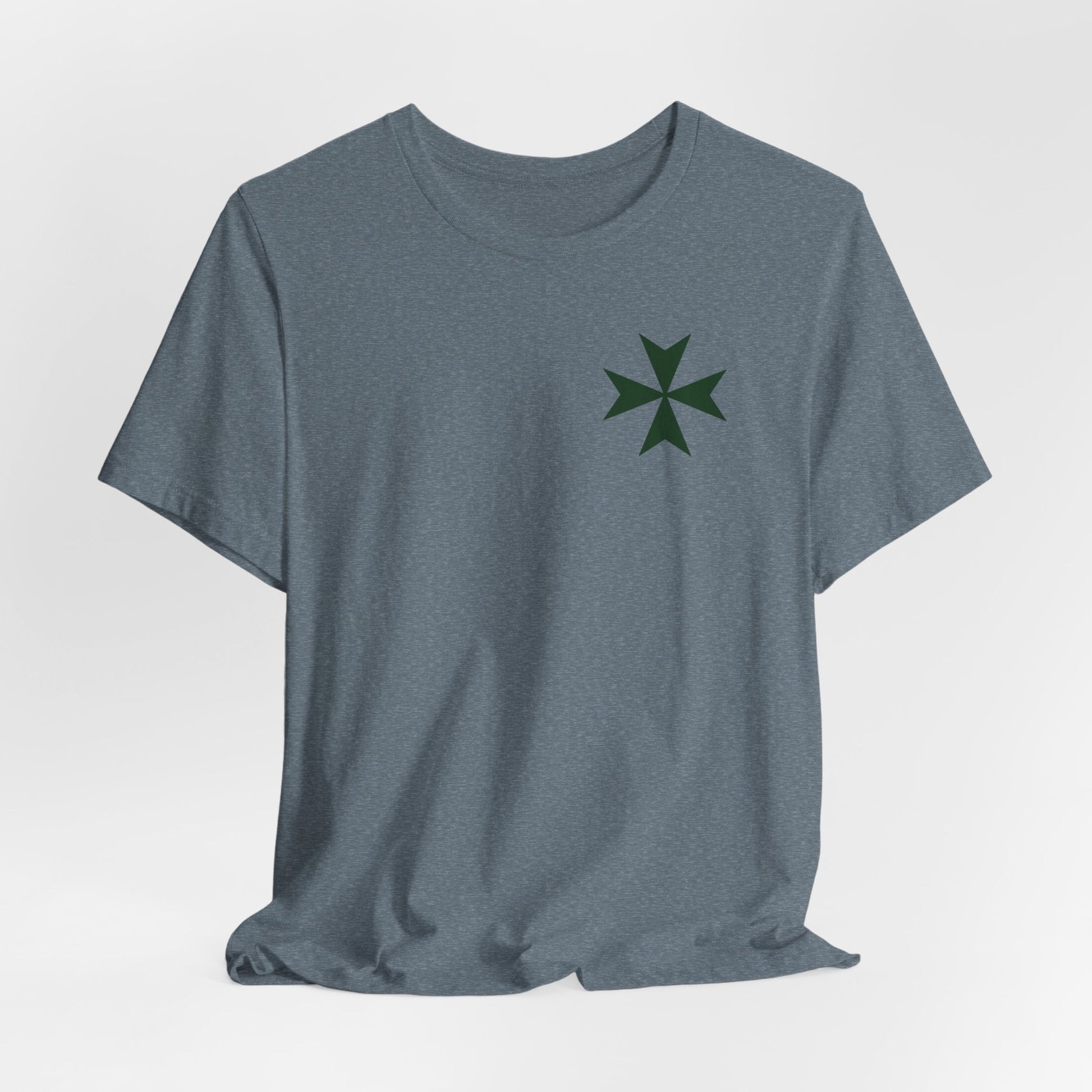 Hawaii cadre of The Military & Hospitaller T-Shirt - Small Green Cross Front and QR Back - O'ahu Surf Company