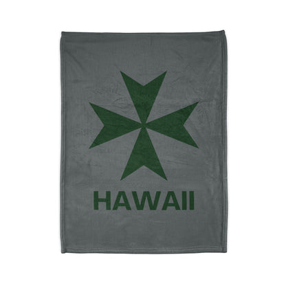 Hawaii cadre of The Military & Hospitaller Throw Blanket - Dark Grey - O'ahu Surf Company