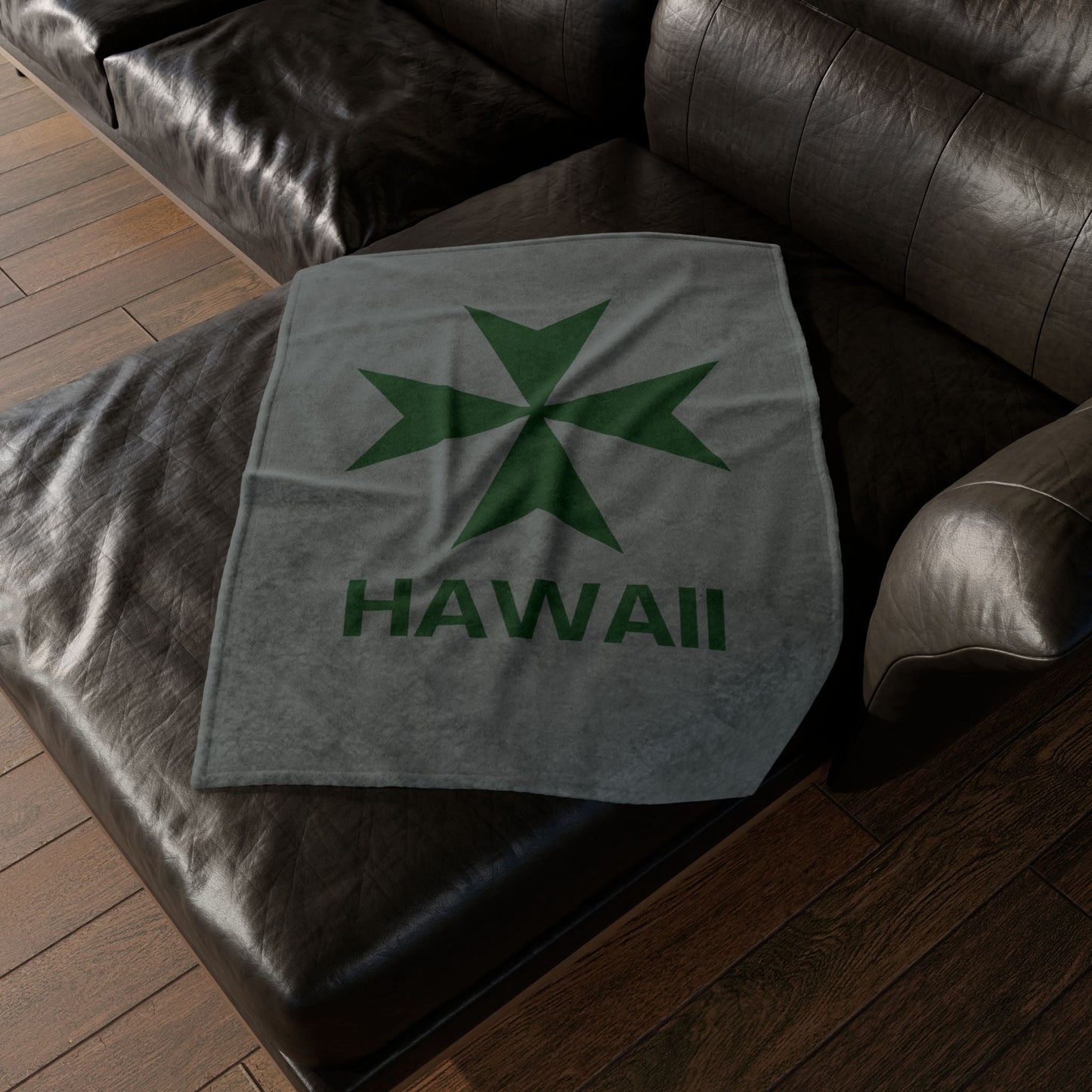 Hawaii cadre of The Military & Hospitaller Throw Blanket - Dark Grey - O'ahu Surf Company