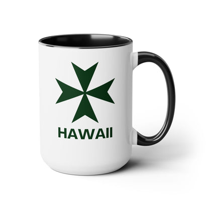 Hawaii cadre of The Military & Hospitaller Two - Tone Coffee Mug - Green Cross - O'ahu Surf Company