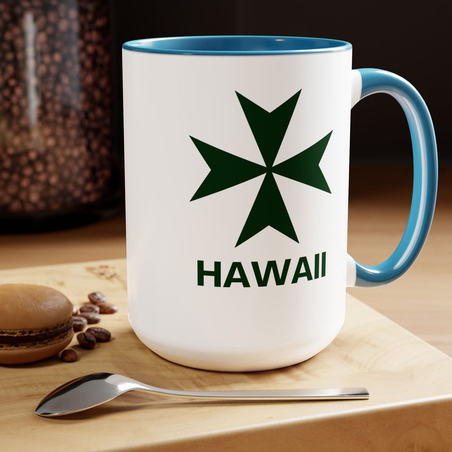 Hawaii cadre of The Military & Hospitaller Two - Tone Coffee Mug - Green Cross - O'ahu Surf Company