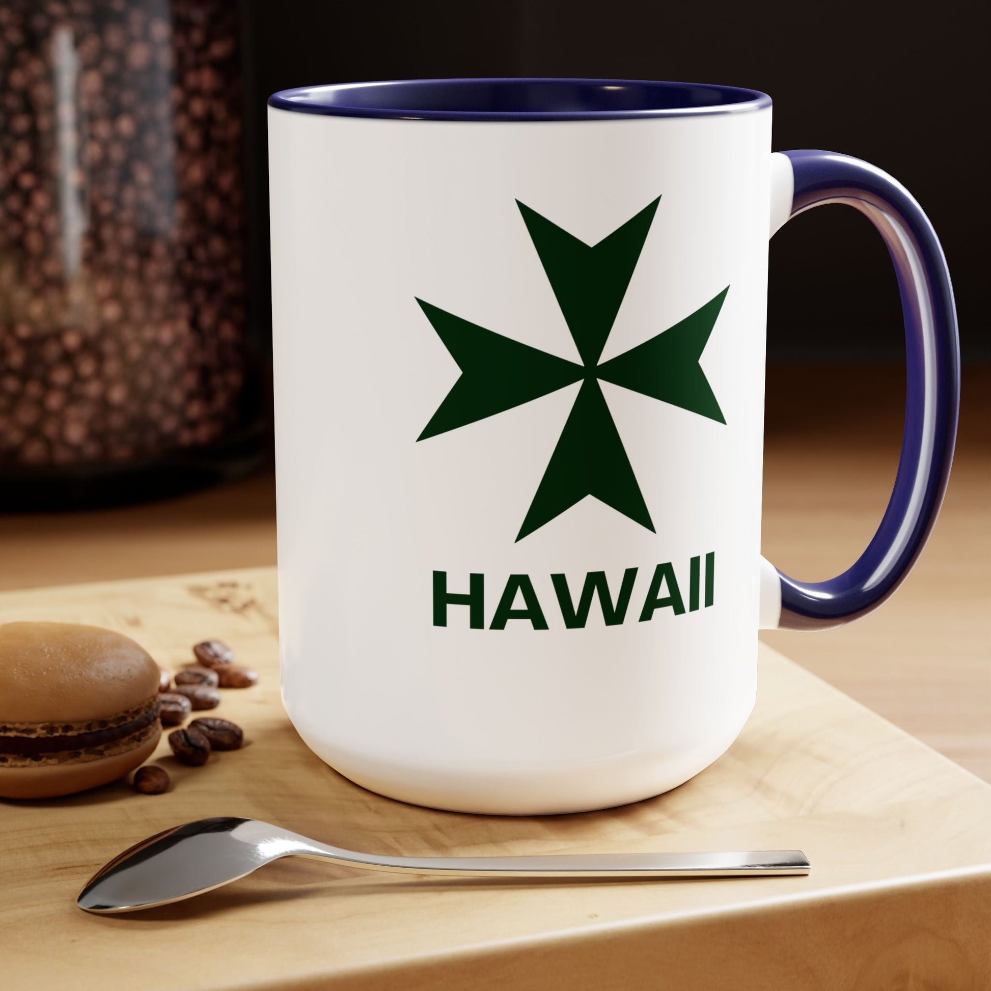 Hawaii cadre of The Military & Hospitaller Two - Tone Coffee Mug - Green Cross - O'ahu Surf Company