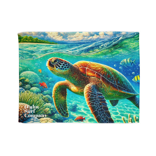 Hawaii Green Sea Turtle Fleece Throw Blanket - O'ahu Surf Company