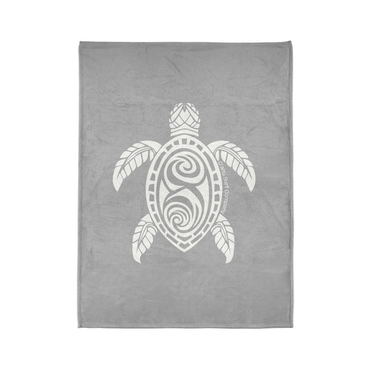 Hawaii Honu Green Sea Turtle Throw Blanket - Grey - O'ahu Surf Company