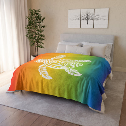 Hawaii Honu Green Sea Turtle Throw Blanket - Rainbow - O'ahu Surf Company