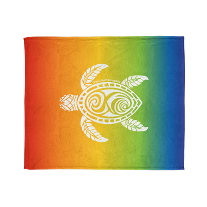 Hawaii Honu Green Sea Turtle Throw Blanket - Rainbow - O'ahu Surf Company