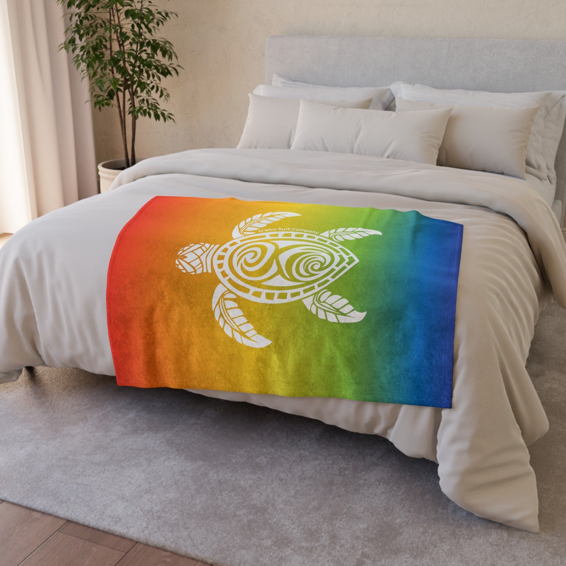 Hawaii Honu Green Sea Turtle Throw Blanket - Rainbow - O'ahu Surf Company