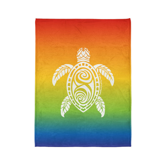 Hawaii Honu Green Sea Turtle Throw Blanket - Rainbow - O'ahu Surf Company