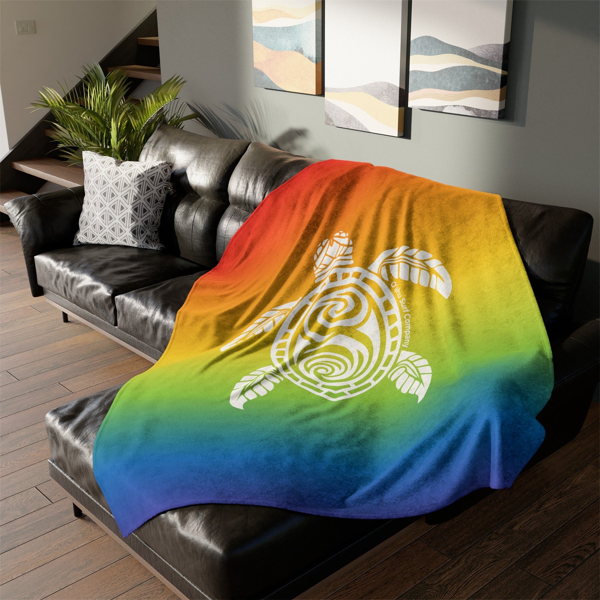 Hawaii Honu Green Sea Turtle Throw Blanket - Rainbow - O'ahu Surf Company