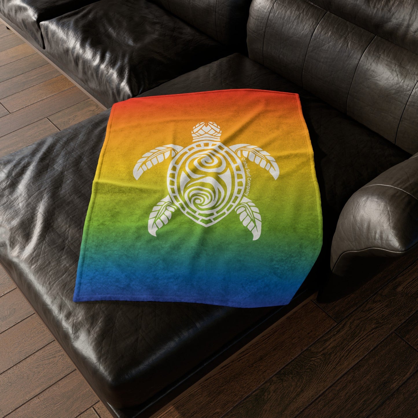 Hawaii Honu Green Sea Turtle Throw Blanket - Rainbow - O'ahu Surf Company