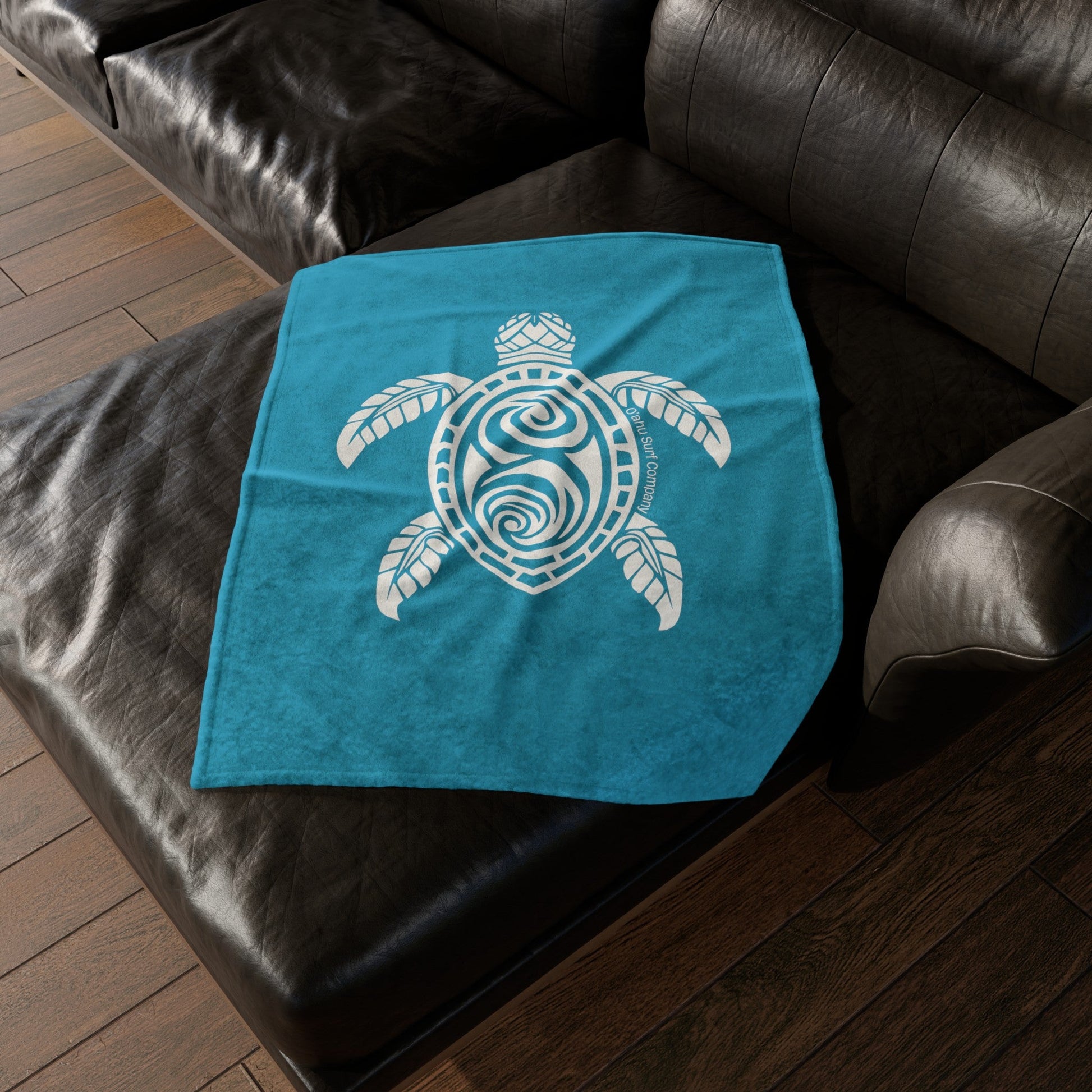 Hawaii Honu Green Sea Turtle Throw Blanket - Turquoise - O'ahu Surf Company