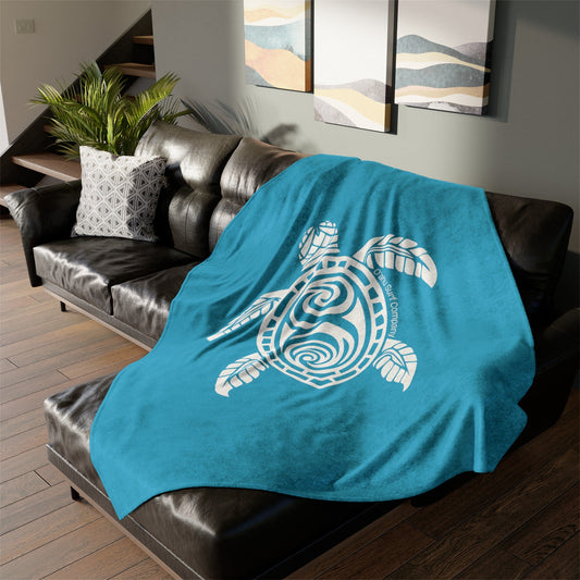 Hawaii Honu Green Sea Turtle Throw Blanket - Turquoise - O'ahu Surf Company