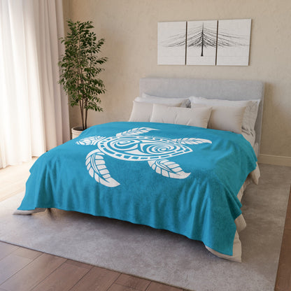 Hawaii Honu Green Sea Turtle Throw Blanket - Turquoise - O'ahu Surf Company