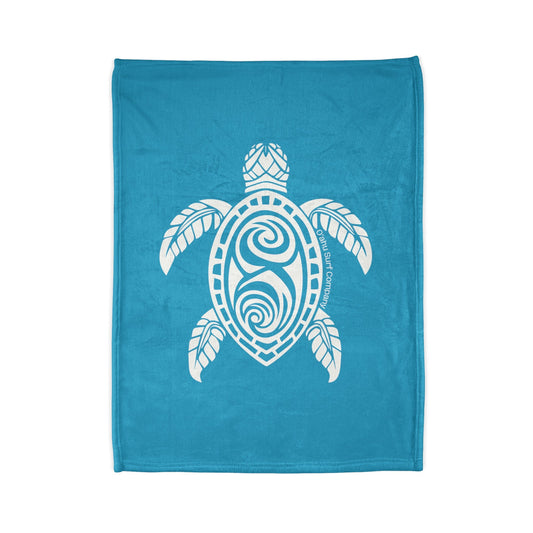 Hawaii Honu Green Sea Turtle Throw Blanket - Turquoise - O'ahu Surf Company