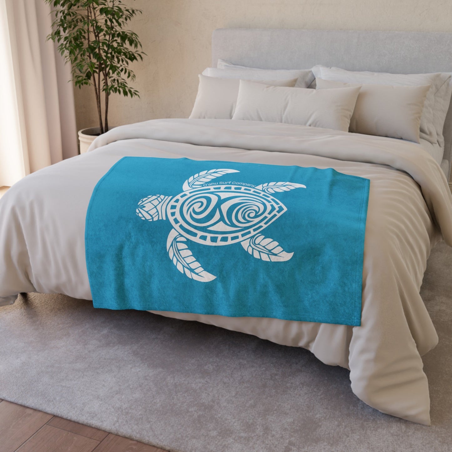 Hawaii Honu Green Sea Turtle Throw Blanket - Turquoise - O'ahu Surf Company