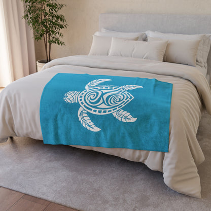 Hawaii Honu Green Sea Turtle Throw Blanket - Turquoise - O'ahu Surf Company