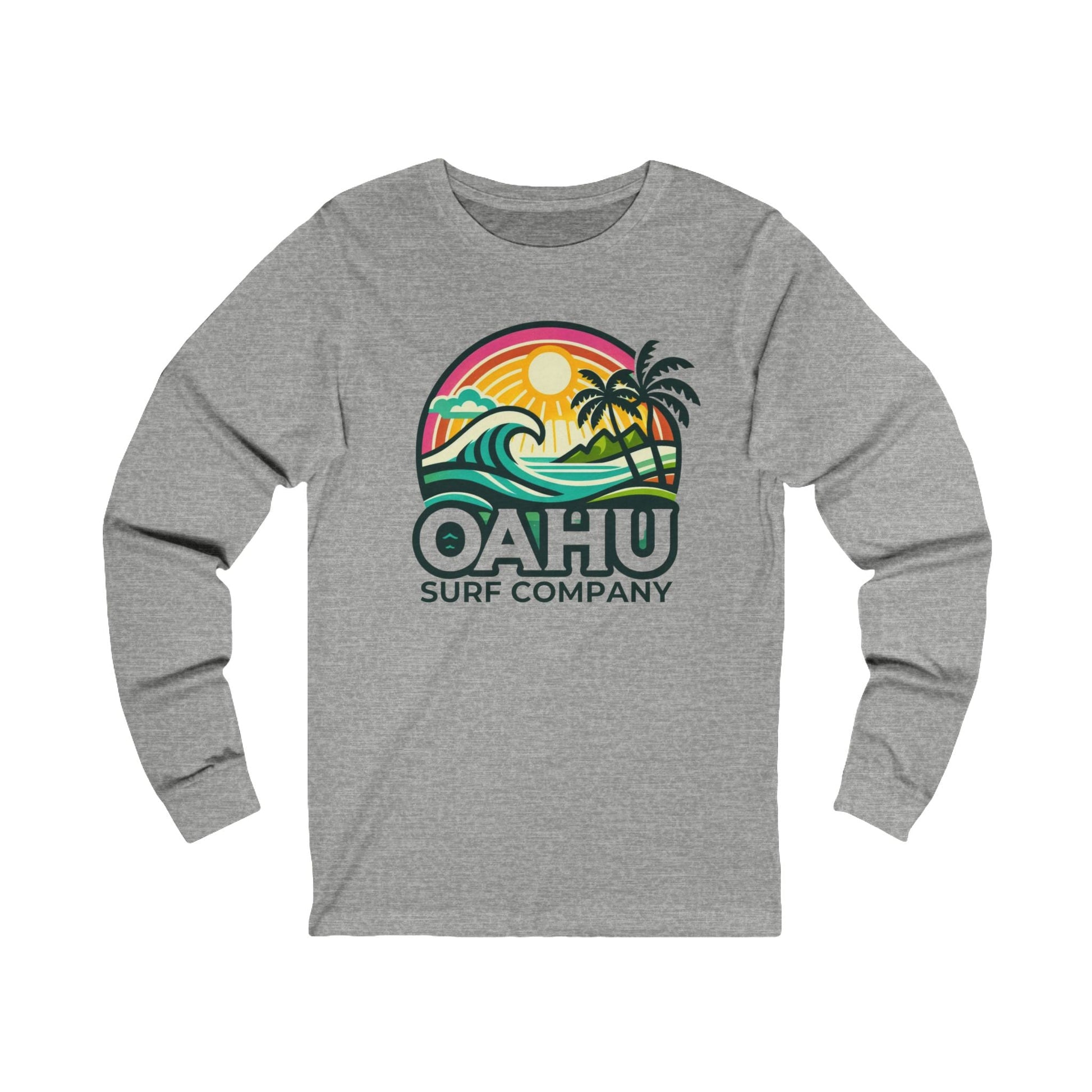 Hawaii Long Sleeve Surf T-Shirt Golden Sky Tropical Ocean Wave - O'ahu Surf Company