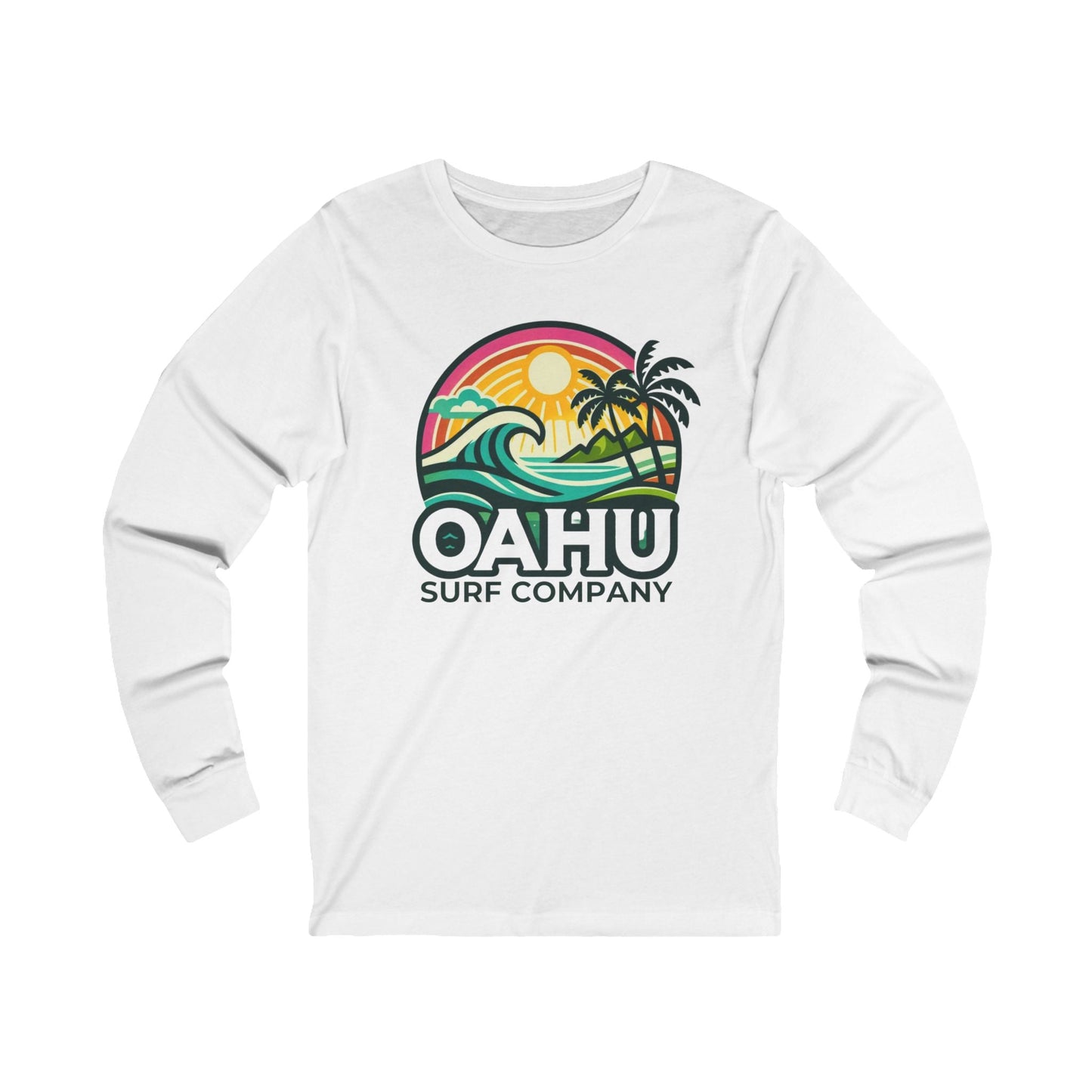 Hawaii Long Sleeve Surf T-Shirt Golden Sky Tropical Ocean Wave - O'ahu Surf Company