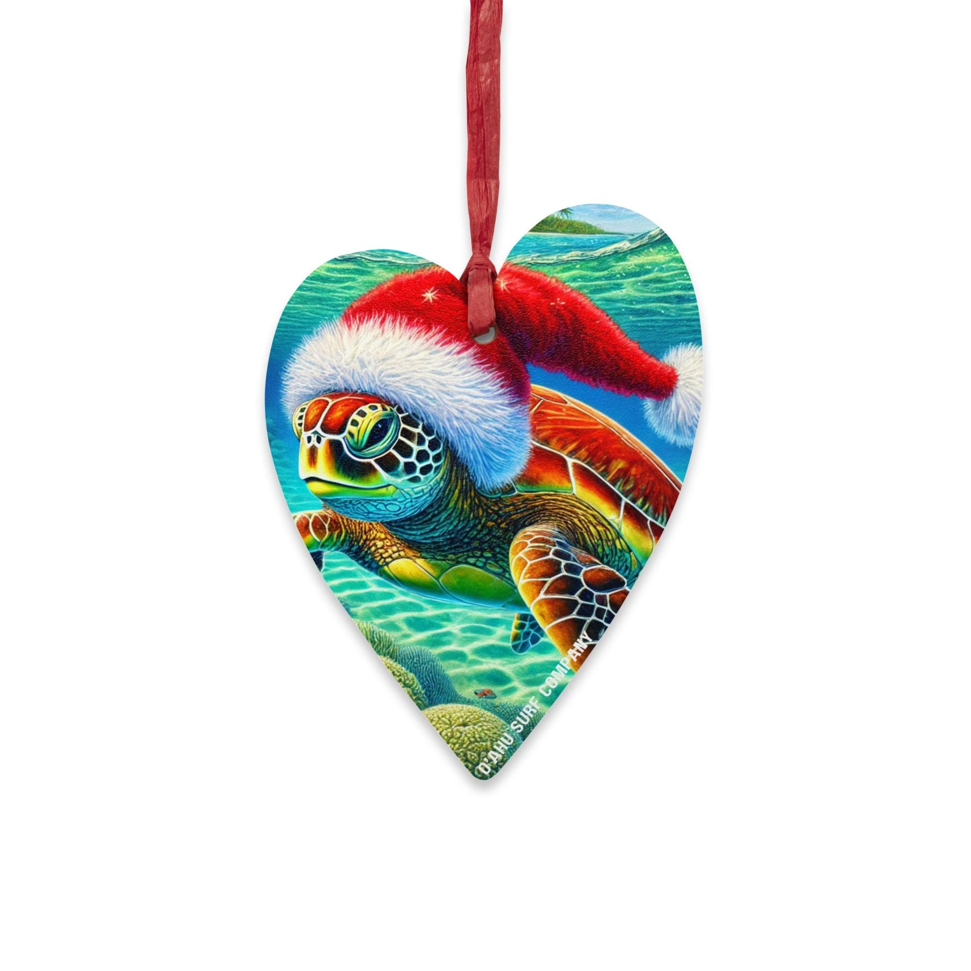 Hawaii Sea Turtle Holiday Wooden Ornament - O'ahu Surf Company