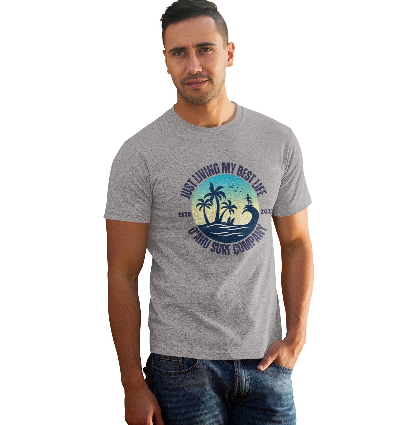 Hawaii Surf Shirt Living My Best Life Island T-shirt - O'ahu Surf Company