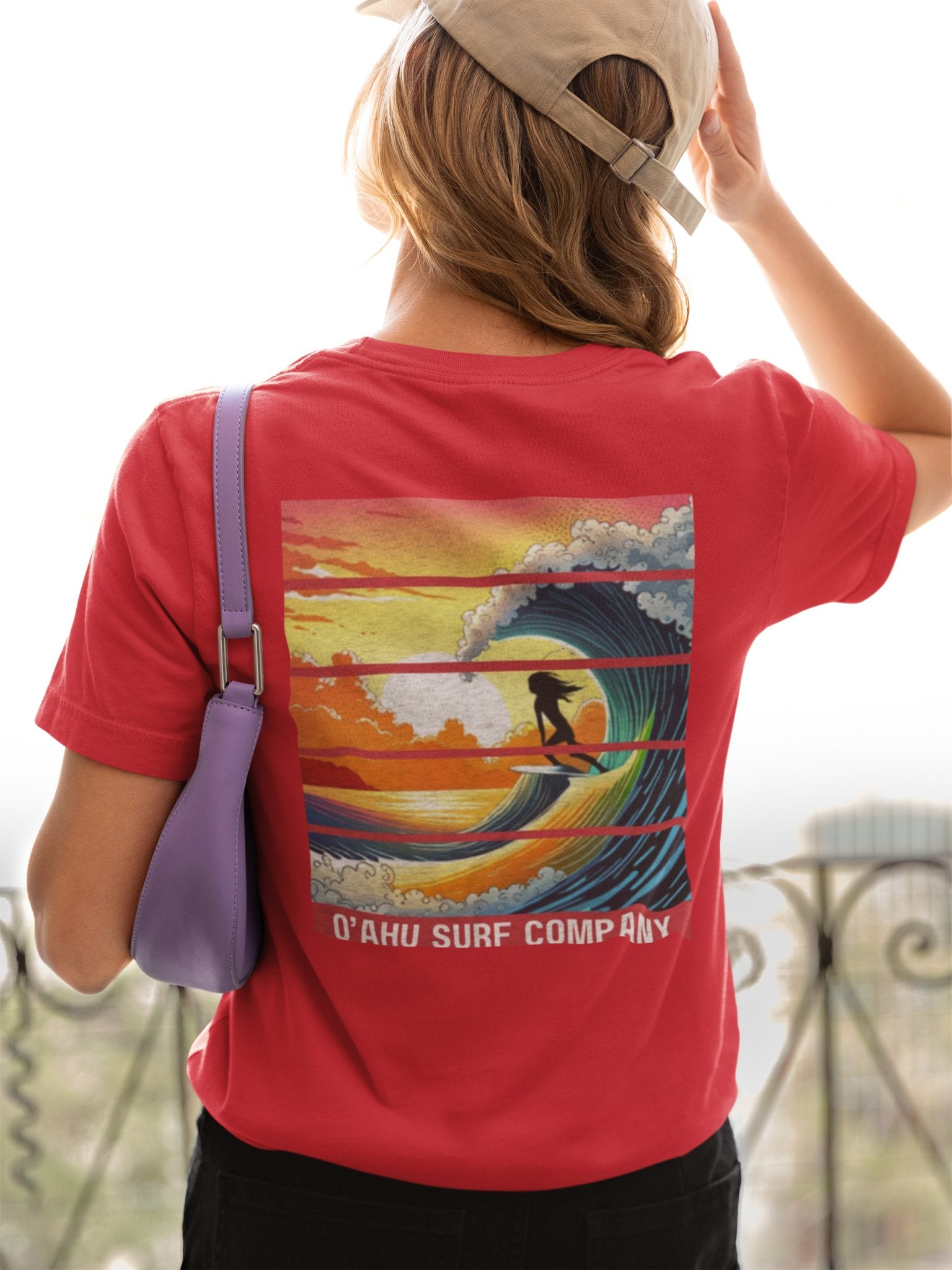 Hawaii Surfer Girl Wave Riding T-shirt - O'ahu Surf Company