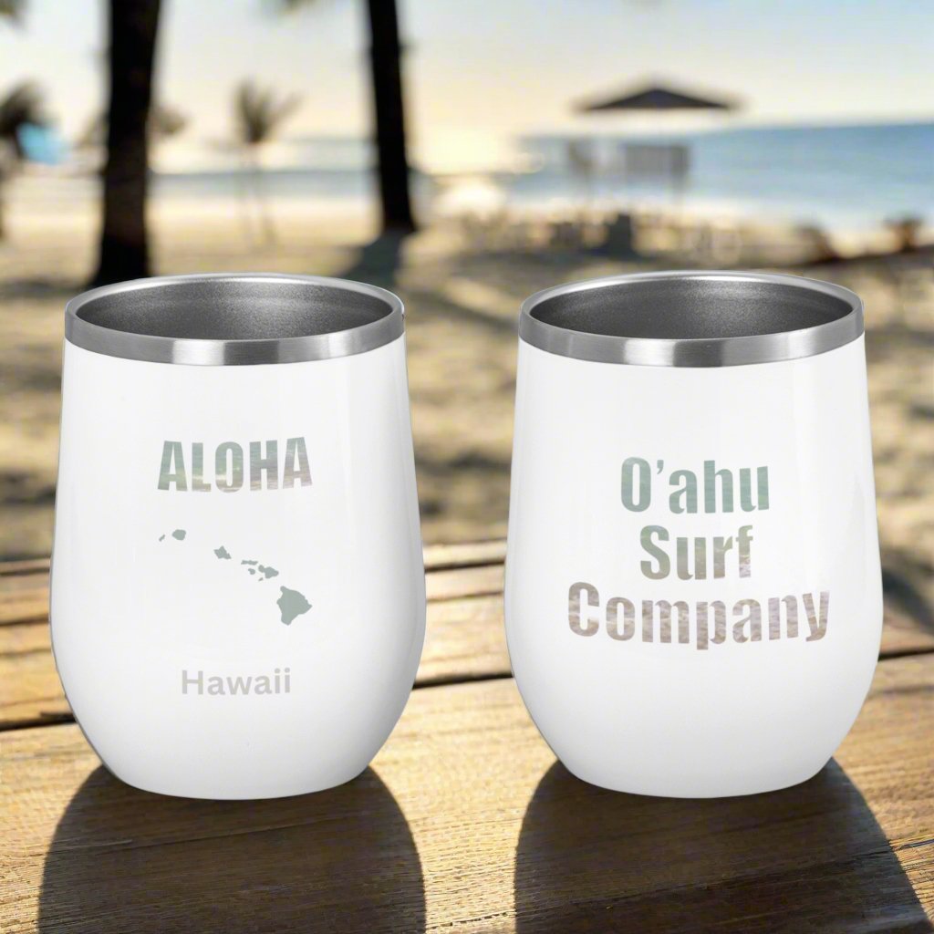 Hawaiian Islands Aloha Wine Tumbler 12oz - O'ahu Surf Company