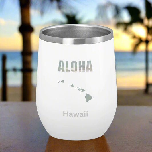 Hawaiian Islands Aloha Wine Tumbler 12oz - O'ahu Surf Company