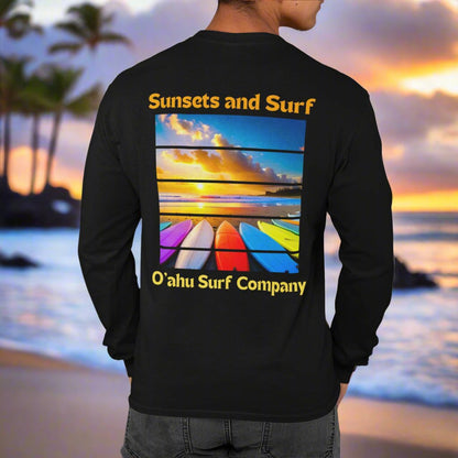 Hawaiian Sunsets and Surf Long Sleeve T-Shirt HI Surf Style Tee - O'ahu Surf Company