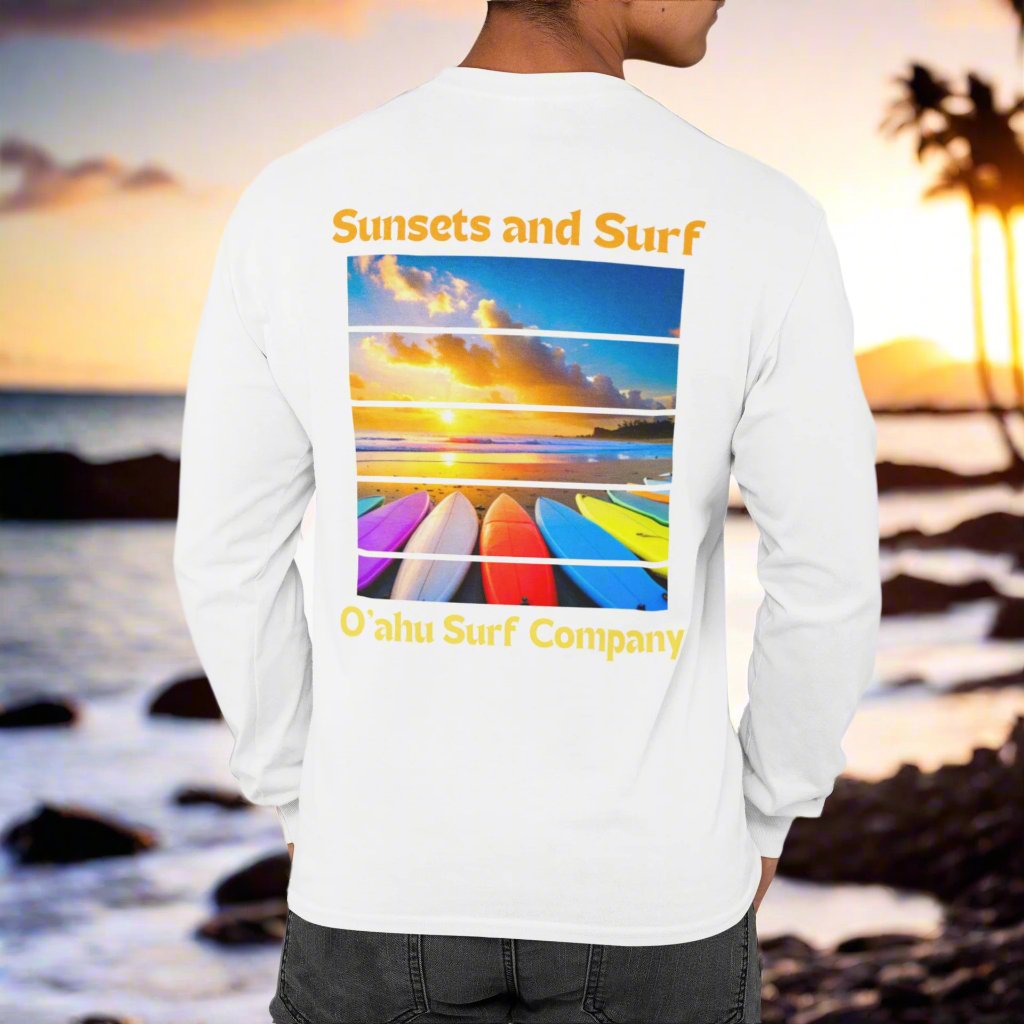 Hawaiian Sunsets and Surf Long Sleeve T-Shirt HI Surf Style Tee - O'ahu Surf Company