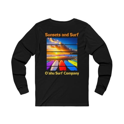 Hawaiian Sunsets and Surf Long Sleeve T-Shirt HI Surf Style Tee - O'ahu Surf Company