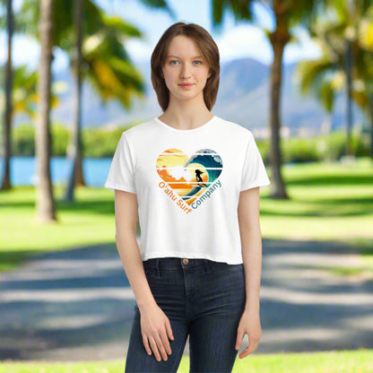 Heart Surfer Women's Flowy Cropped Tee - O'ahu Surf Company