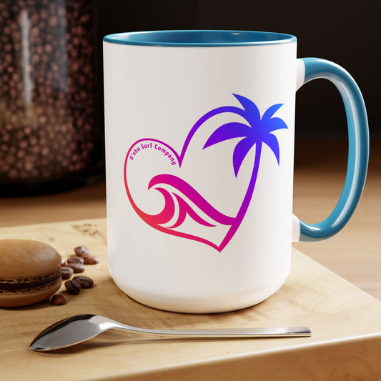 Heart Wave Hawaii Two - Tone Coffee Mug 15oz - O'ahu Surf Company