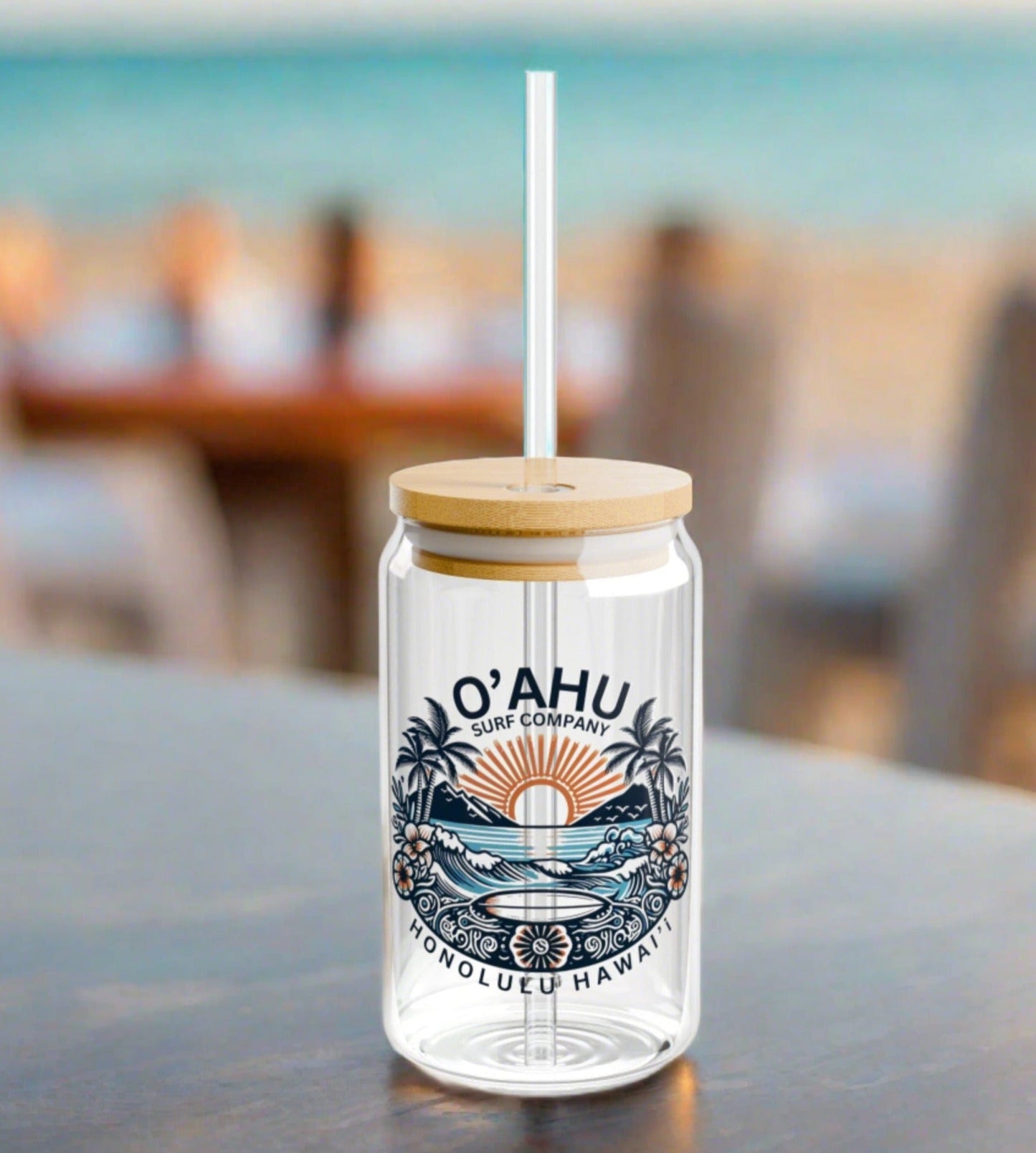 Honolulu Hawaii Coastal Island Sunny Day Sipper Glass - O'ahu Surf Company