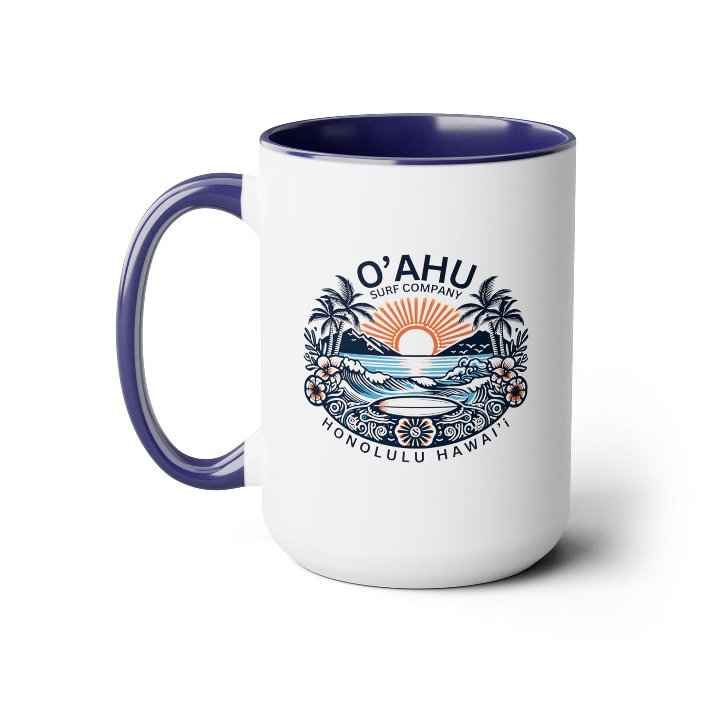 Honolulu Hawaii Coastal Island Sunny Day Two-Tone Coffee Mug - O'ahu Surf Company