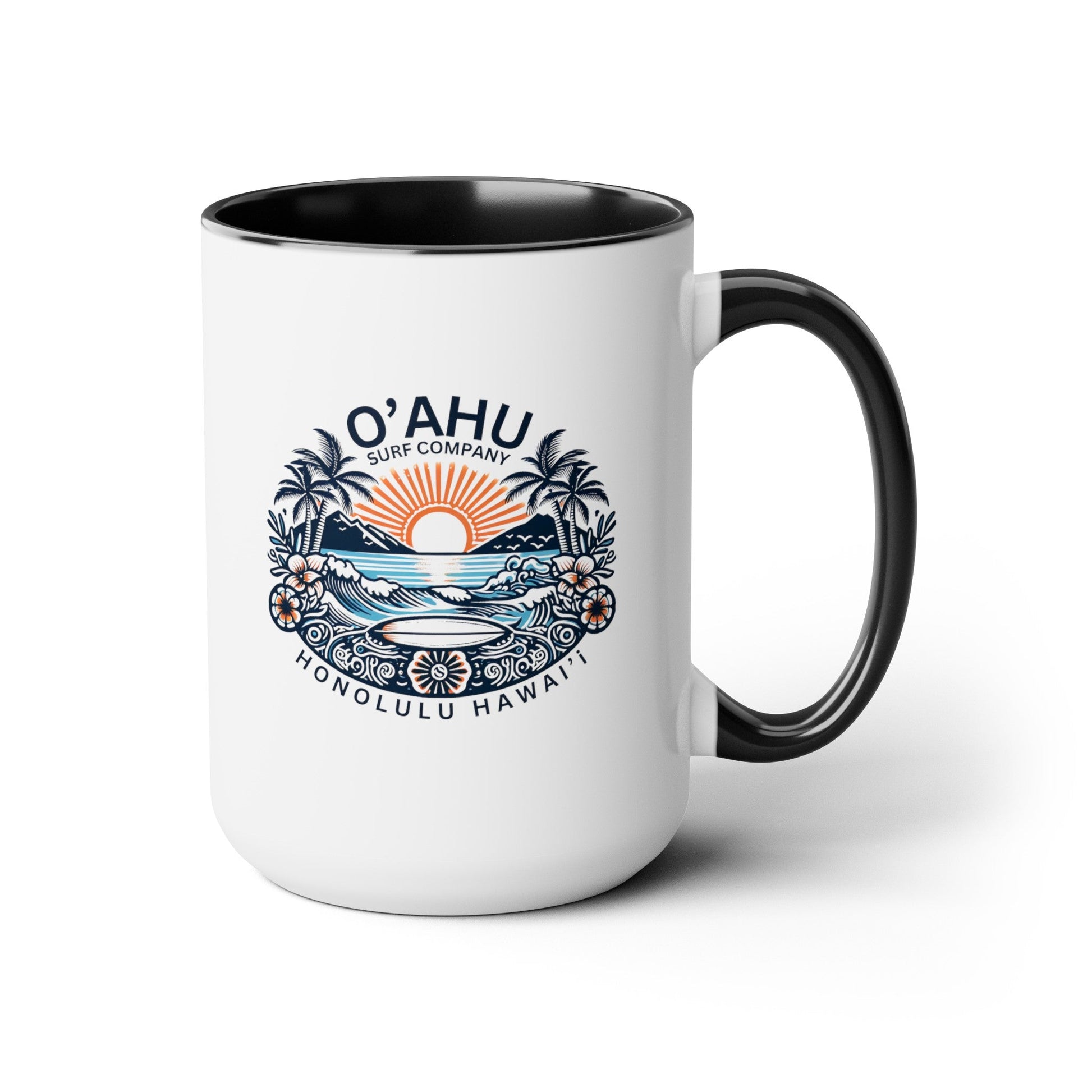 Honolulu Hawaii Coastal Island Sunny Day Two-Tone Coffee Mug - O'ahu Surf Company