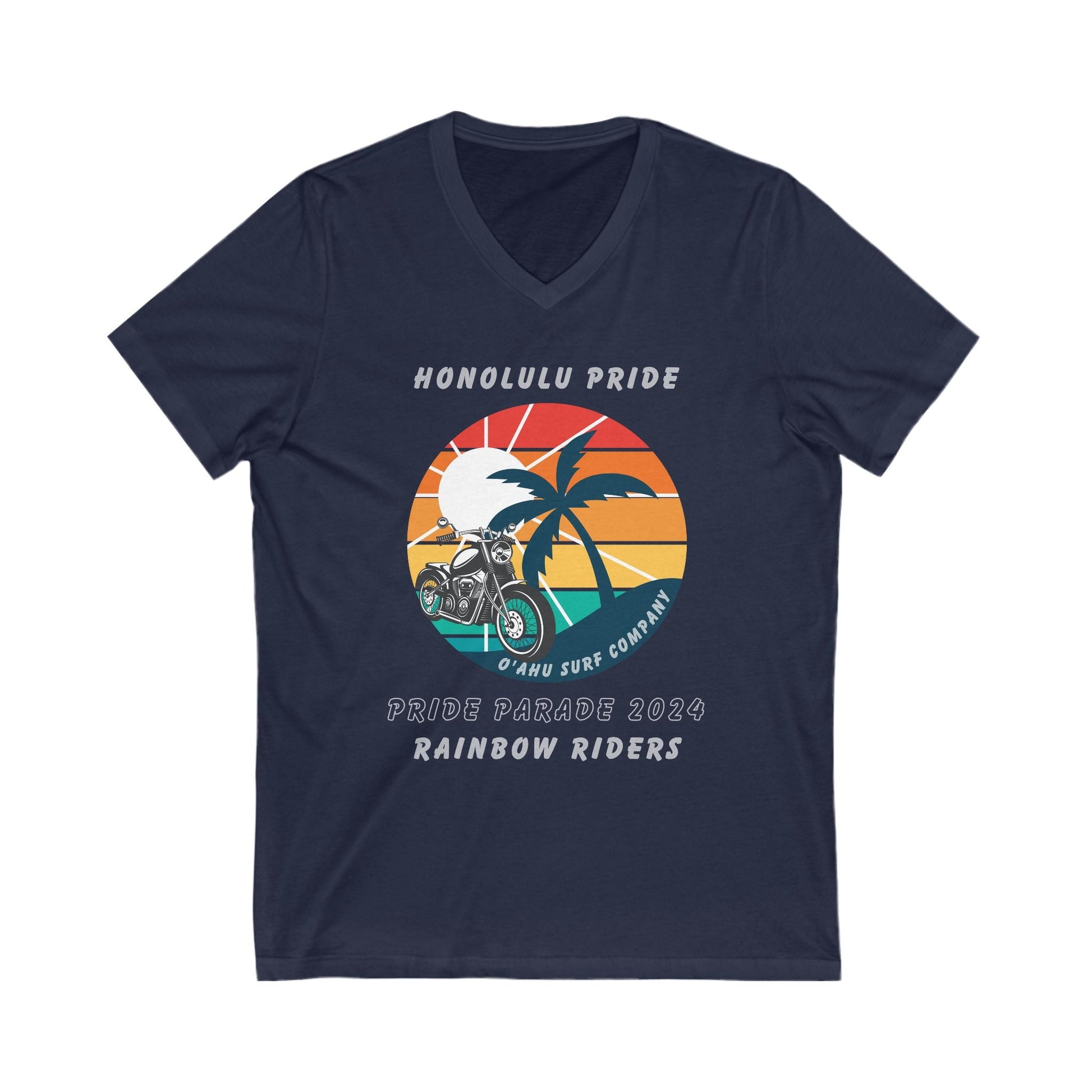 Honolulu Pride 2024 Rainbow Riders Unisex V - Neck T-shirt - O'ahu Surf Company