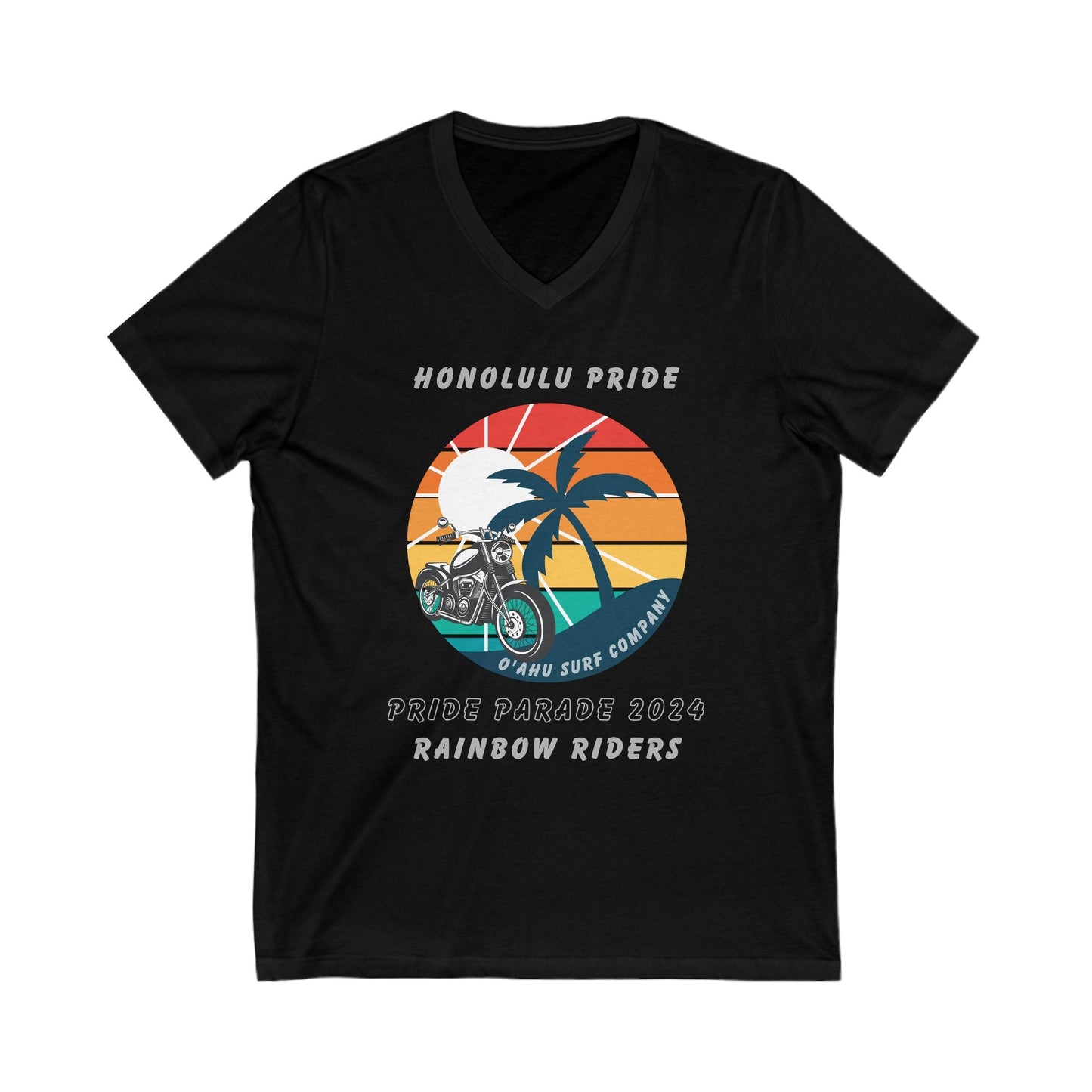 Honolulu Pride 2024 Rainbow Riders Unisex V - Neck T-shirt - O'ahu Surf Company