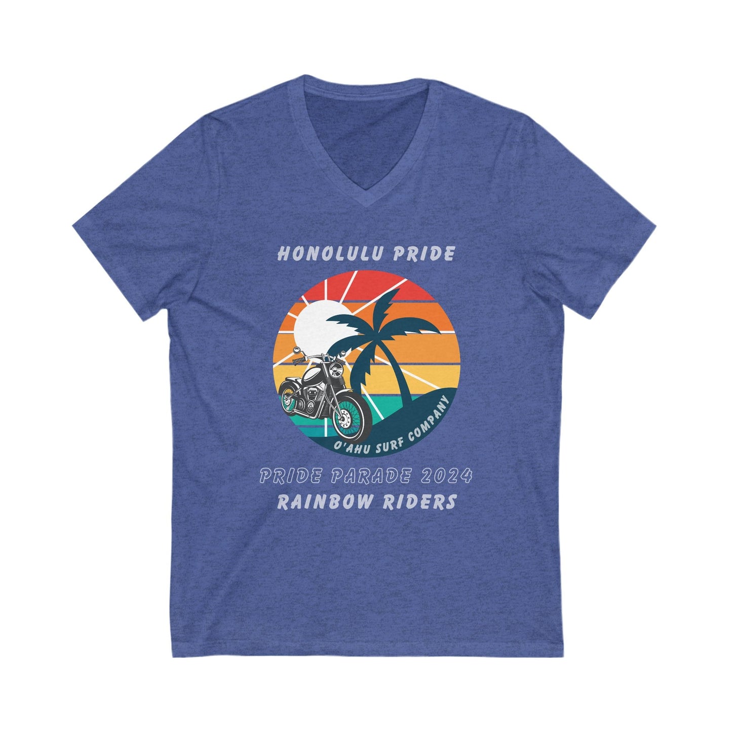 Honolulu Pride 2024 Rainbow Riders Unisex V - Neck T-shirt - O'ahu Surf Company