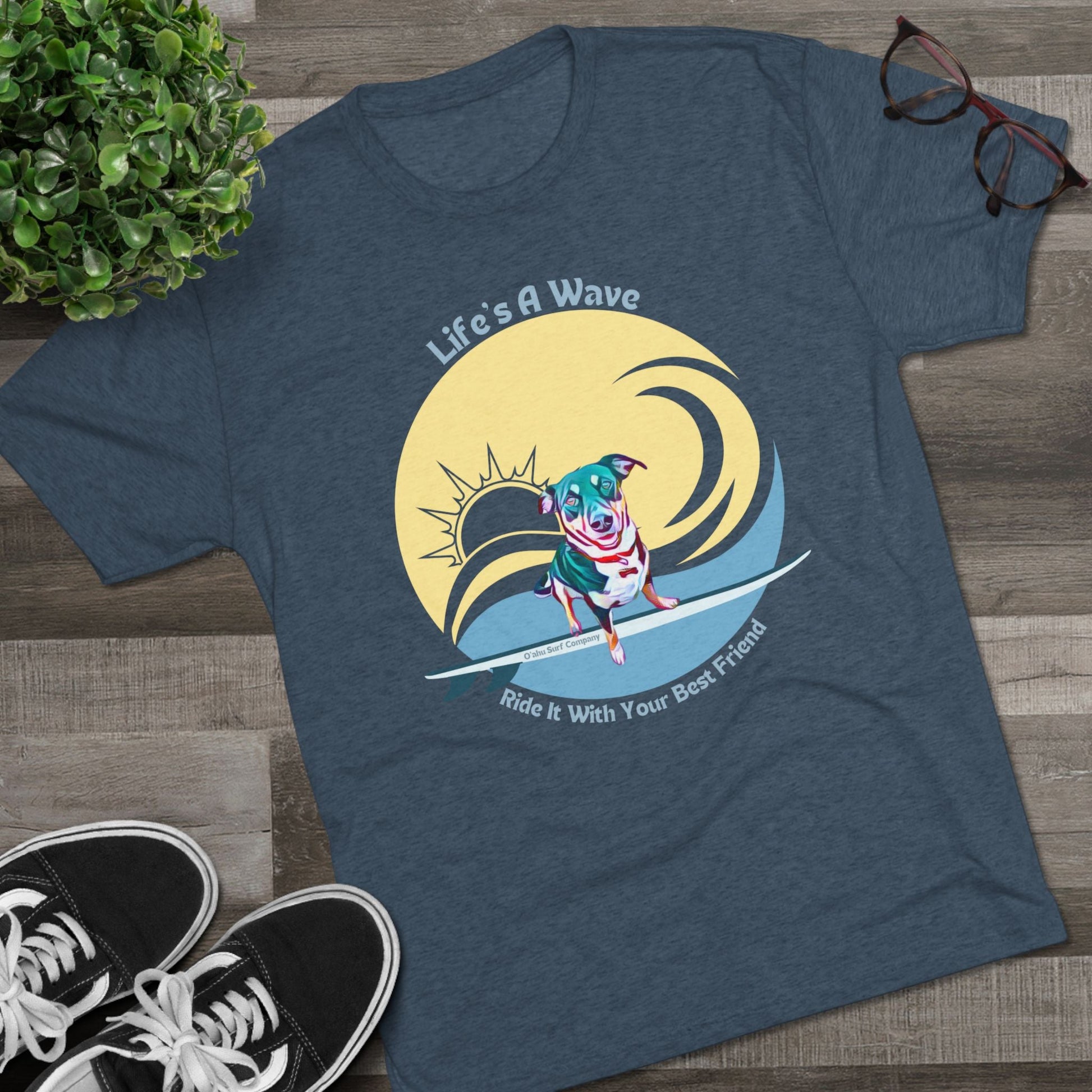 Life's a Wave Surfing Dog T-shirt - O'ahu Surf Company