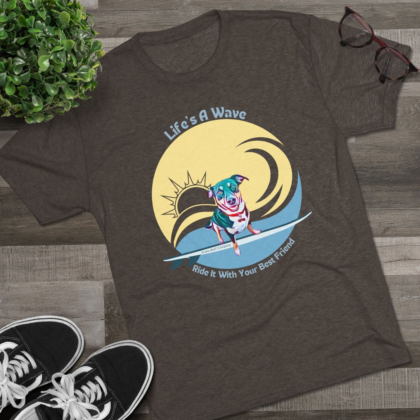 Life's a Wave Surfing Dog T-shirt - O'ahu Surf Company