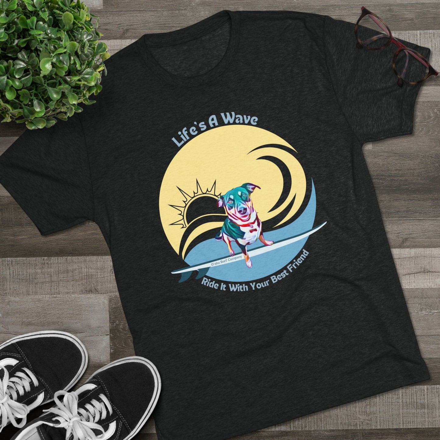 Life's a Wave Surfing Dog T-shirt - O'ahu Surf Company