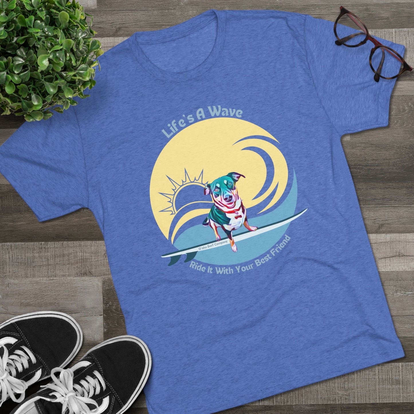 Life's a Wave Surfing Dog T-shirt - O'ahu Surf Company