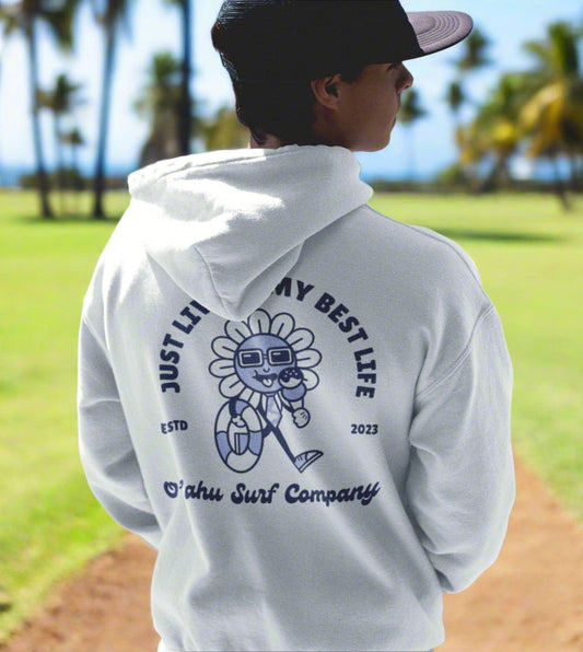 Living My Best Life Flower Ice Cream Beach Hoodie - O'ahu Surf Company