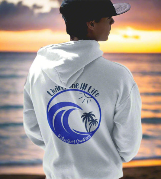 Living the HI Life Hawaii Beach Hoodie Sweatshirt - O'ahu Surf Company