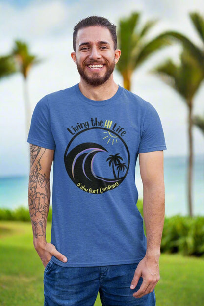 Living the HI Life Hawaii Surf T Shirt Tropical Island Vibes - O'ahu Surf Company