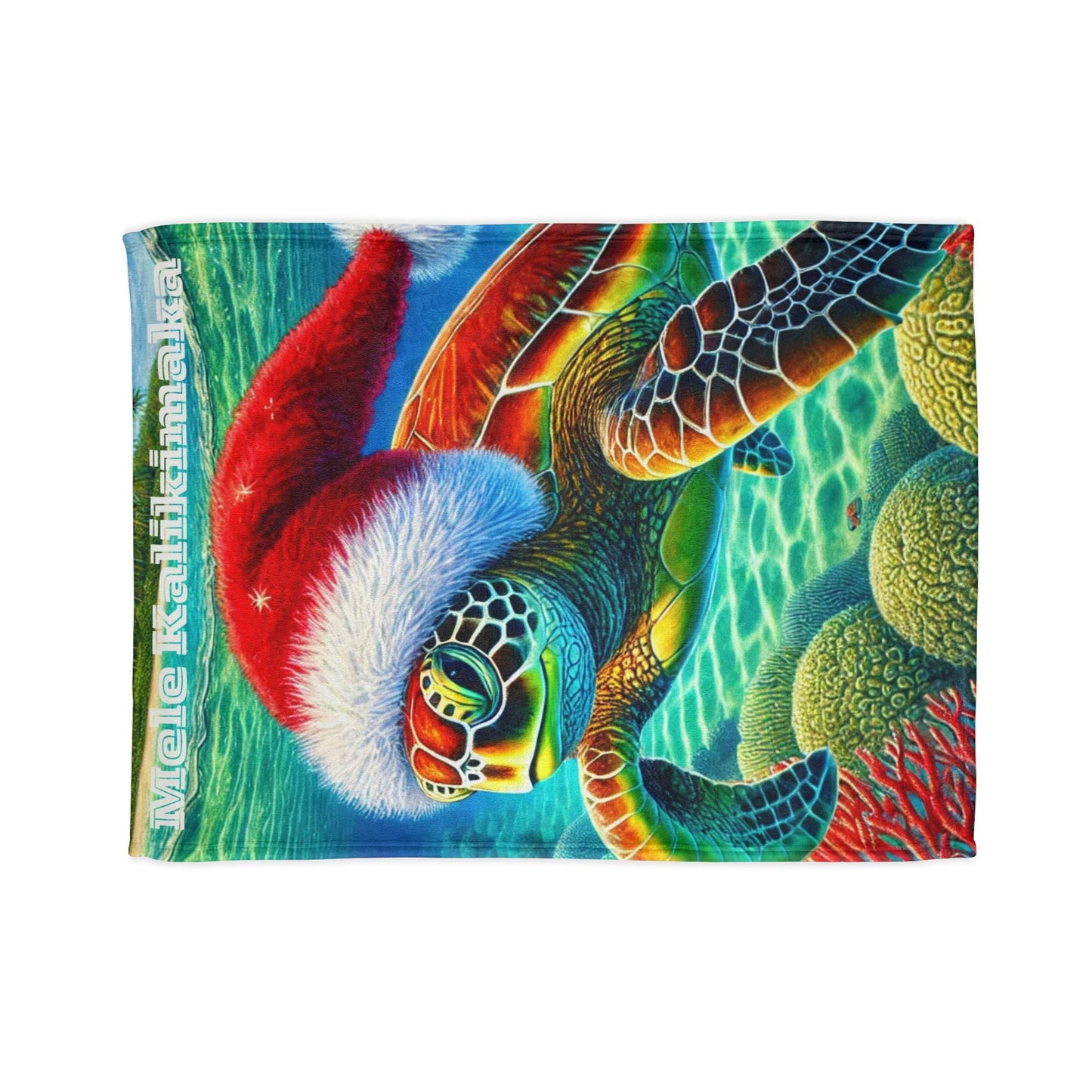 Mele Kalikimaka Hawaii Sea Turtle Fleece Blanket - Christmas Holiday Throw - O'ahu Surf Company