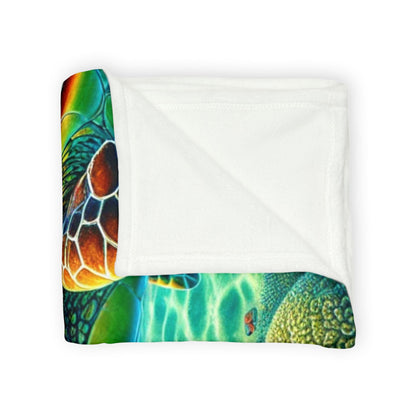 Mele Kalikimaka Hawaii Sea Turtle Fleece Blanket - Christmas Holiday Throw - O'ahu Surf Company