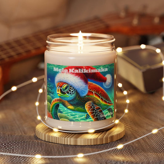 Mele Kalikimaka Hawaii Sea Turtle Scented Candle, 9oz - Merry Christmas Holiday Gift - O'ahu Surf Company